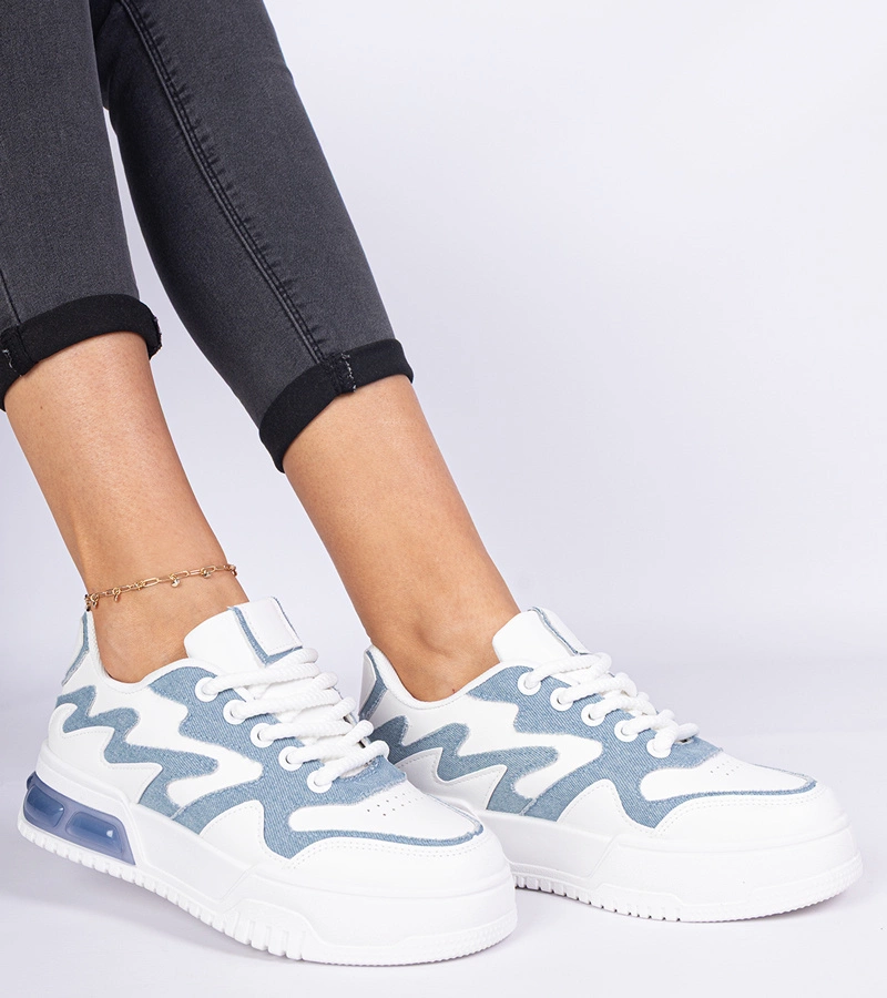 Gemre Adidași albaștri de damă cu detalii din denim Lasata