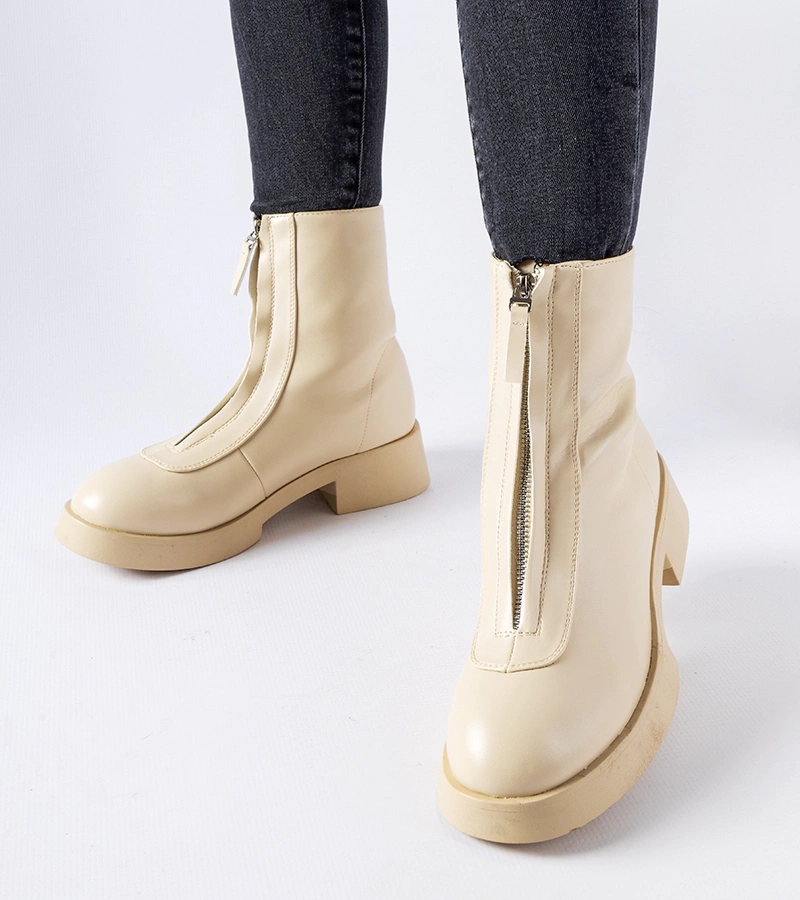 Gemre Beige insulated ankle boots with a zipper Baldo
