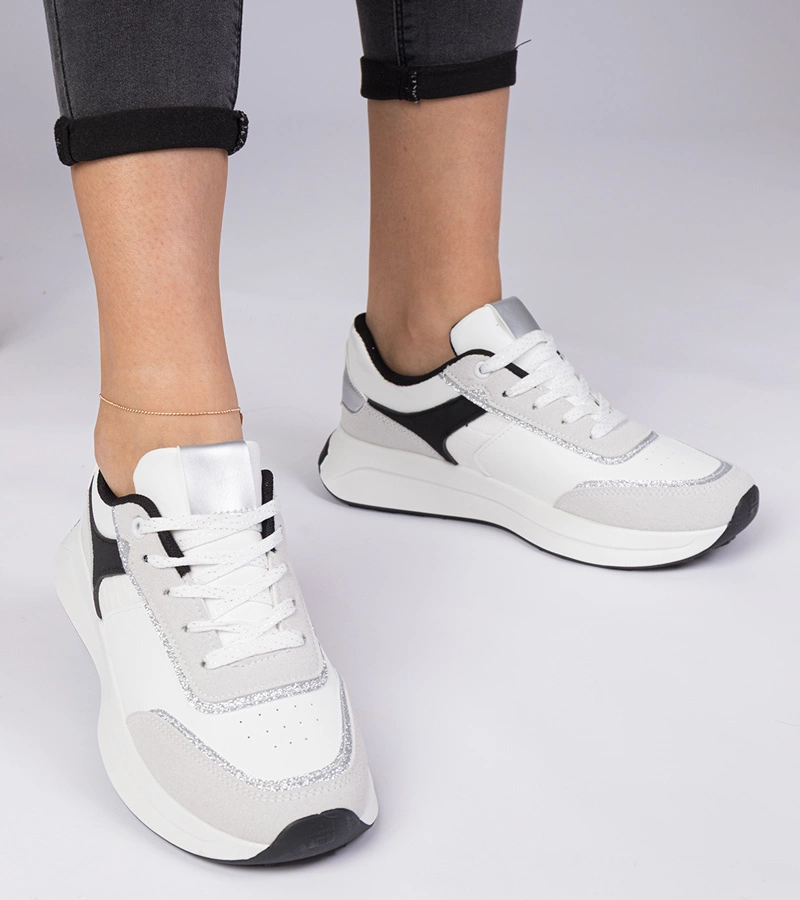 Gemre Adidași albi de damă cu sclipici Markuta