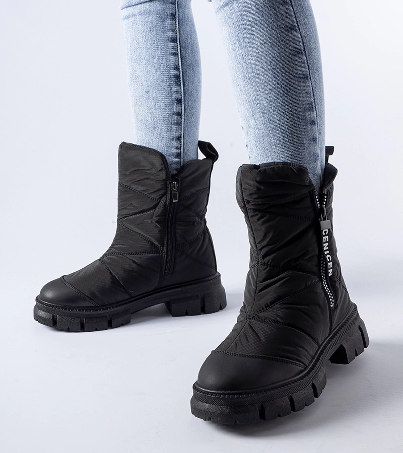 Gemre Bocanci de zăpadă căptușiți și căptușiți cu puf negru Antonina