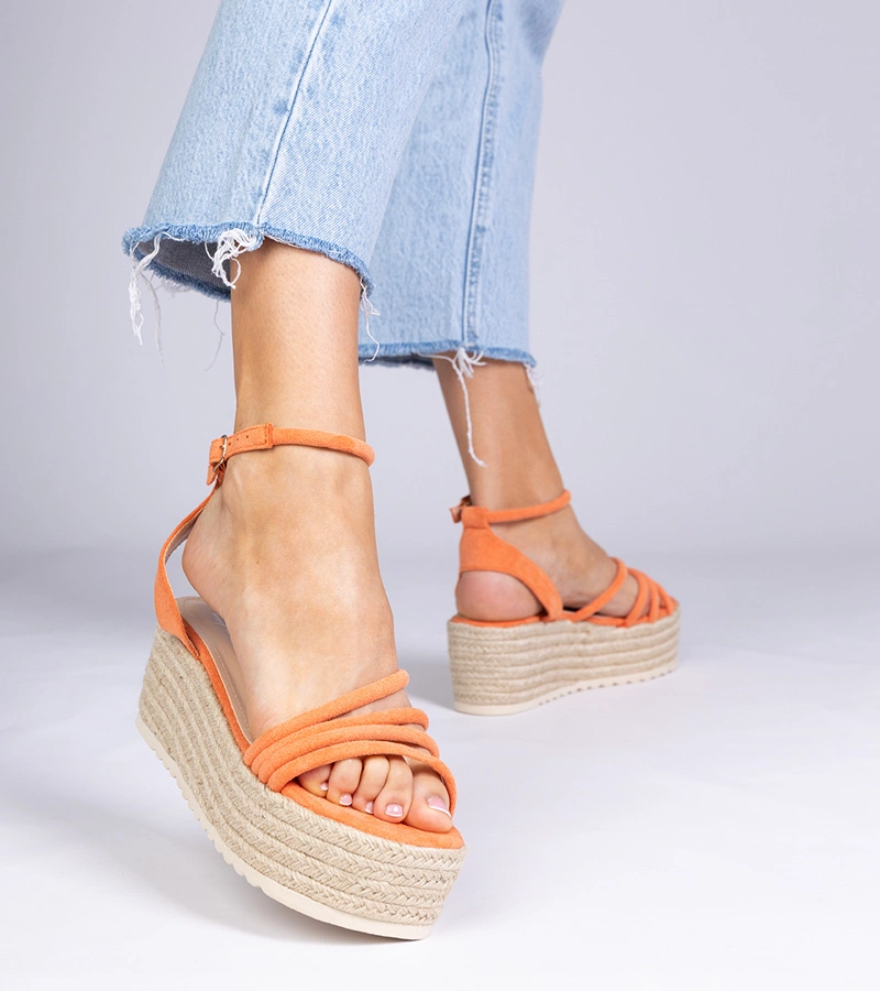 Gemre Orange platform espadrille sandals Panola