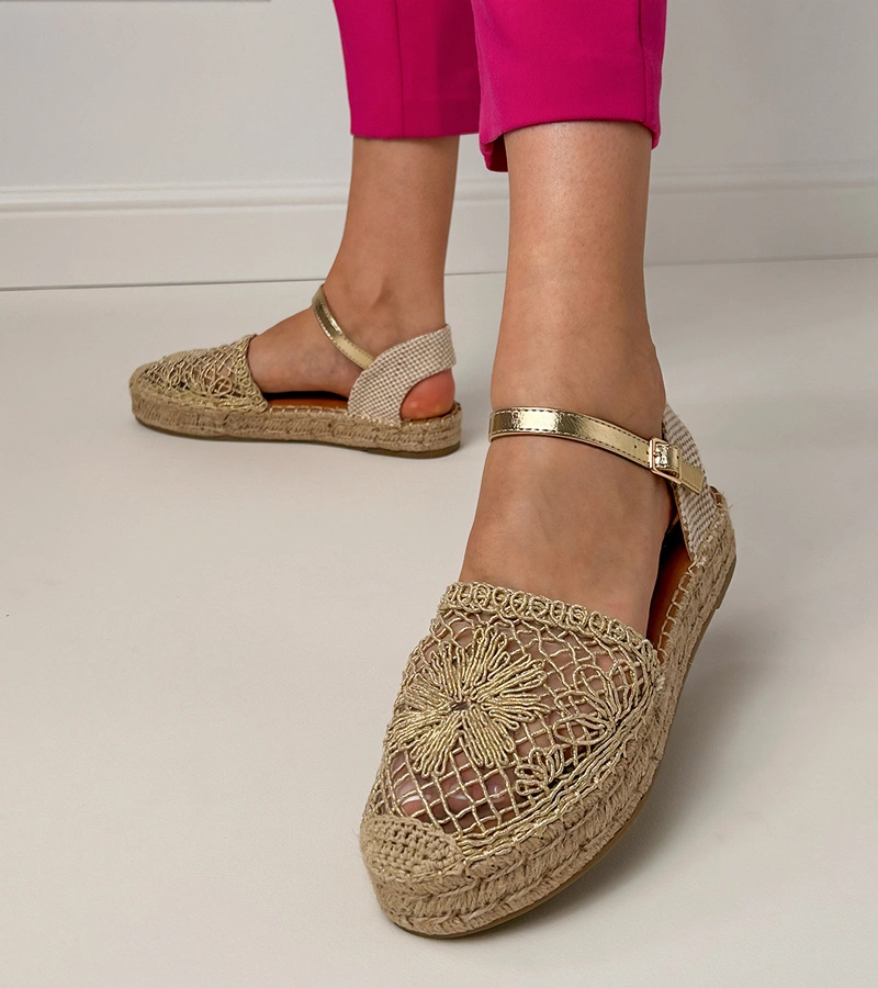 Gemre Sandale aurii espadrile perforate Santos