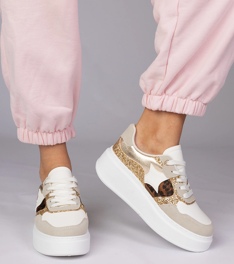 Gemre Adidași cu sclipici și imprimeu animalier Bertula