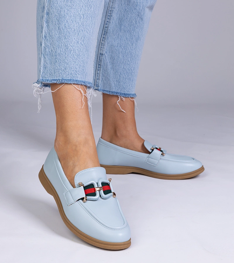 Gemre Mocasini albaștri din piele ecologică cu ornament Kalenda