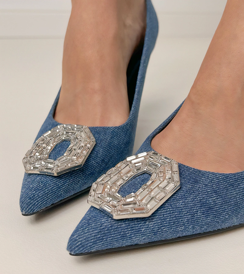 marka niezdefiniowana Pantofi stiletto din blugi cu strasuri Eleda