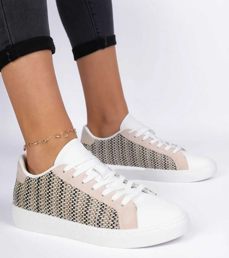 Gemre Adidași bej pentru femei din material Bellisio