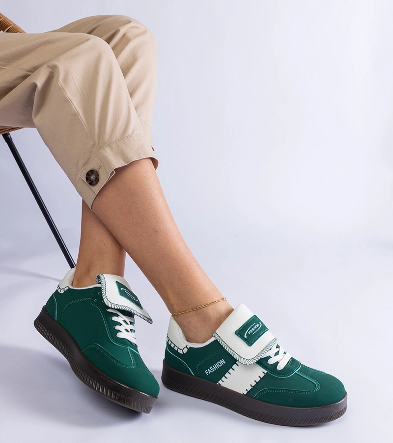 Gemre Adidași verzi pe platformă cu cusături Puente