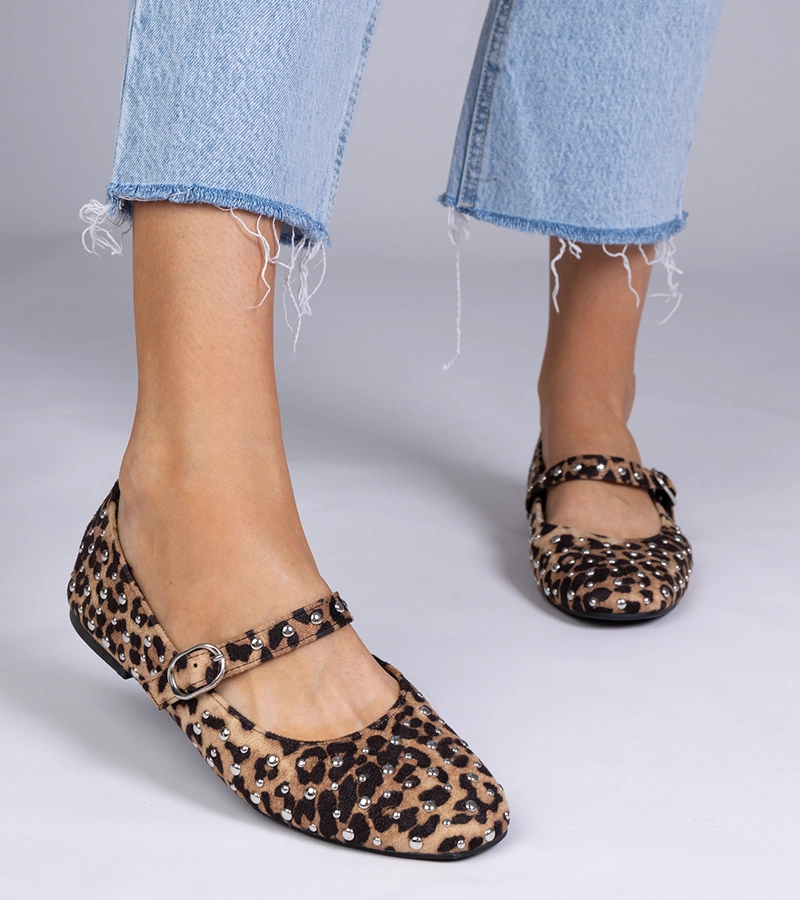 Gemre Balerini cu ținte și cataramă Salos cu imprimeu leopard