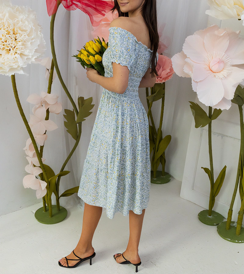 Gemre Rochie midi verde cu flori de Bresciana