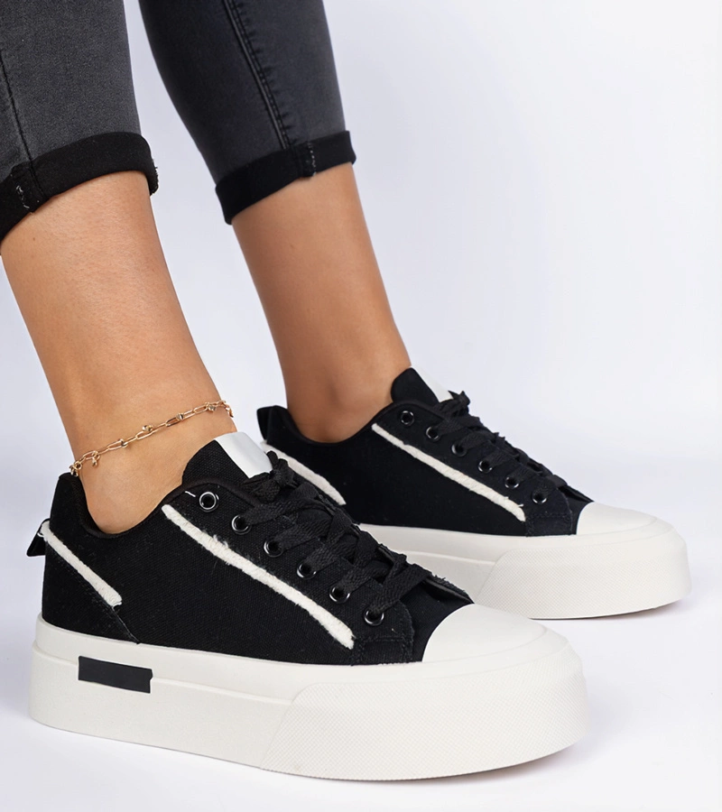 Gemre Tenisi negri de damă din material pe platformă Verinos