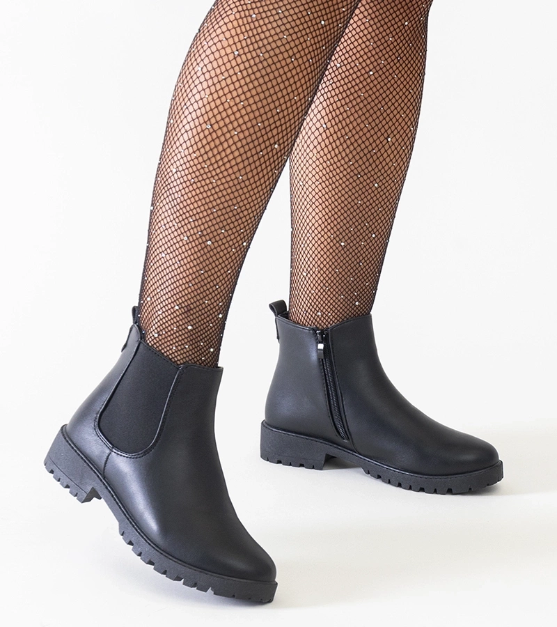 Gemre Botine casual clasice negre din piele ecologică Salara.