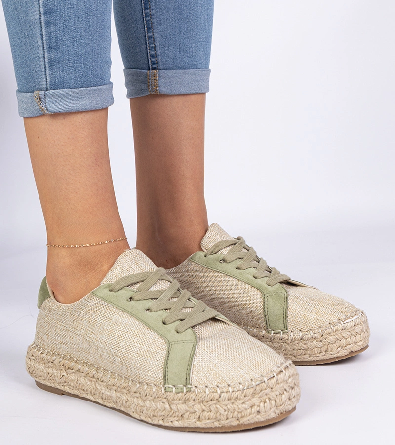 Gemre Espadrile verzi de damă cu șireturi Malsi