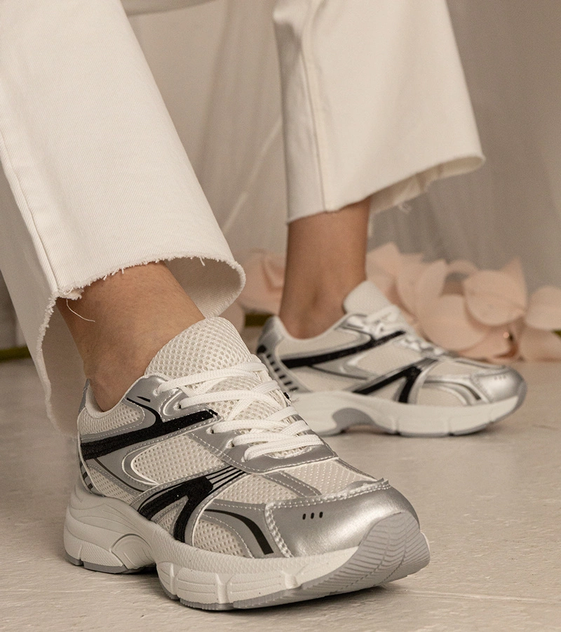 Gemre Adidași sport argintii de damă cu sclipici Bakari