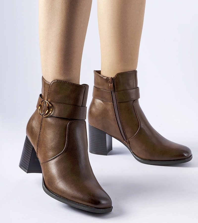 Gemre Brown insulated heeled ankle boots Muscoline