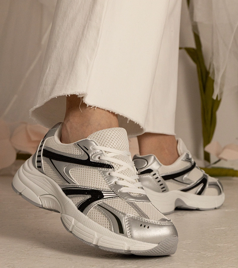 Gemre Adidași sport argintii de damă cu sclipici Bakari