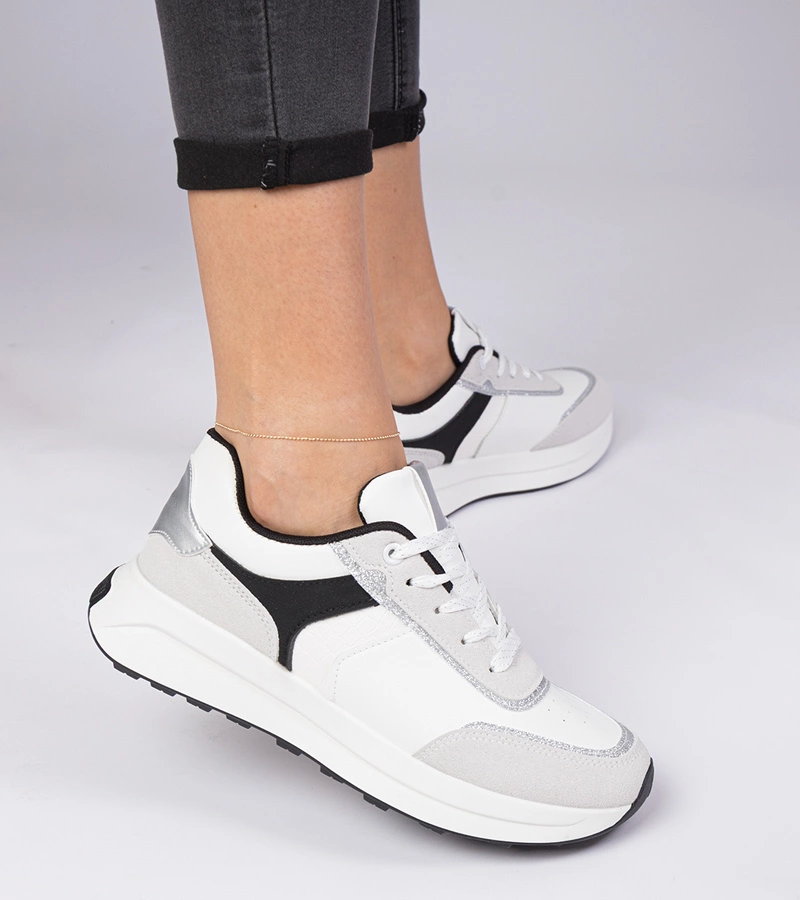 Gemre Adidași albi de damă cu sclipici Markuta