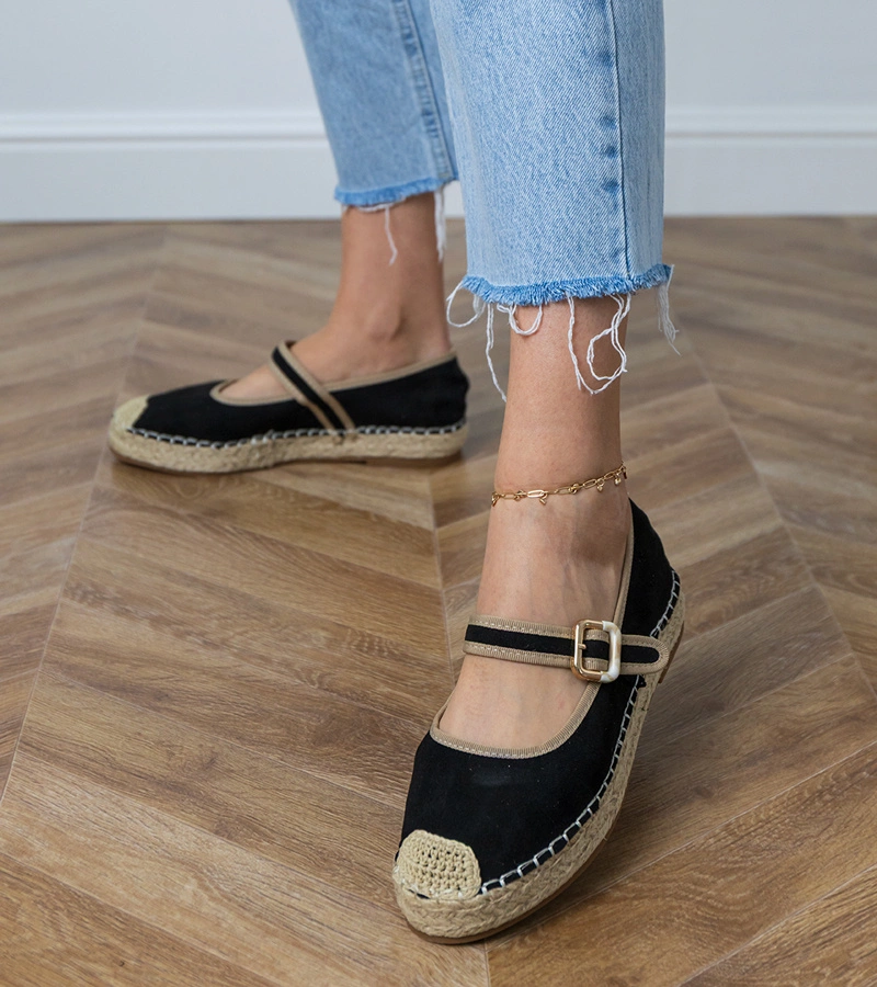 Gemre Espadrile negre cu cataramă decorativă Pilata
