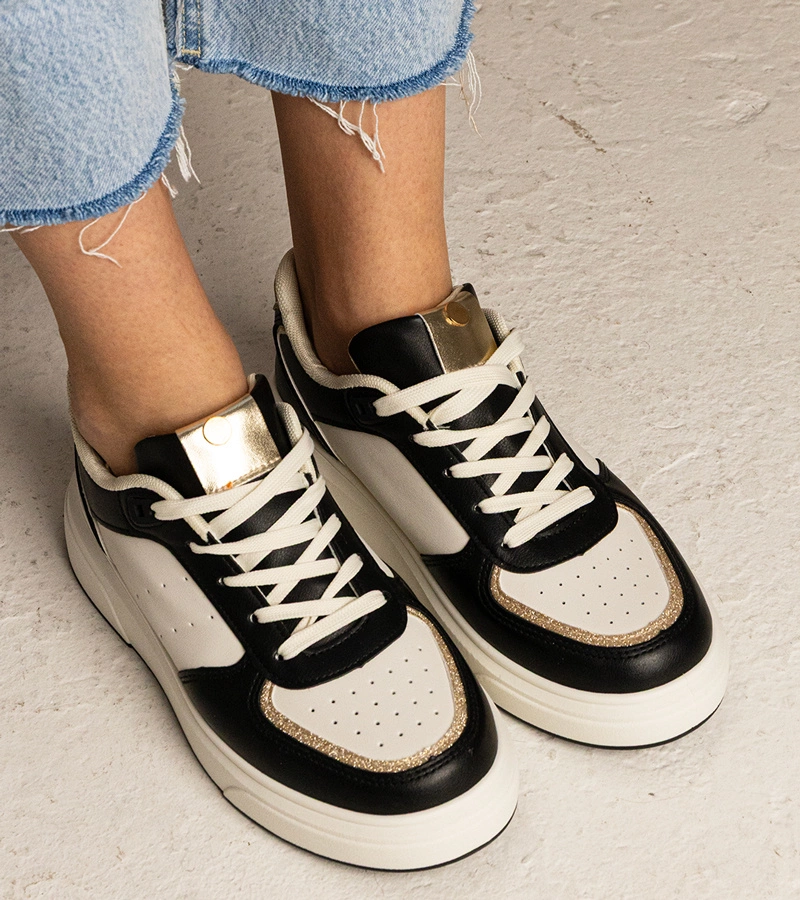 Gemre Adidași negri de damă cu inserție sclipitoare Zorra