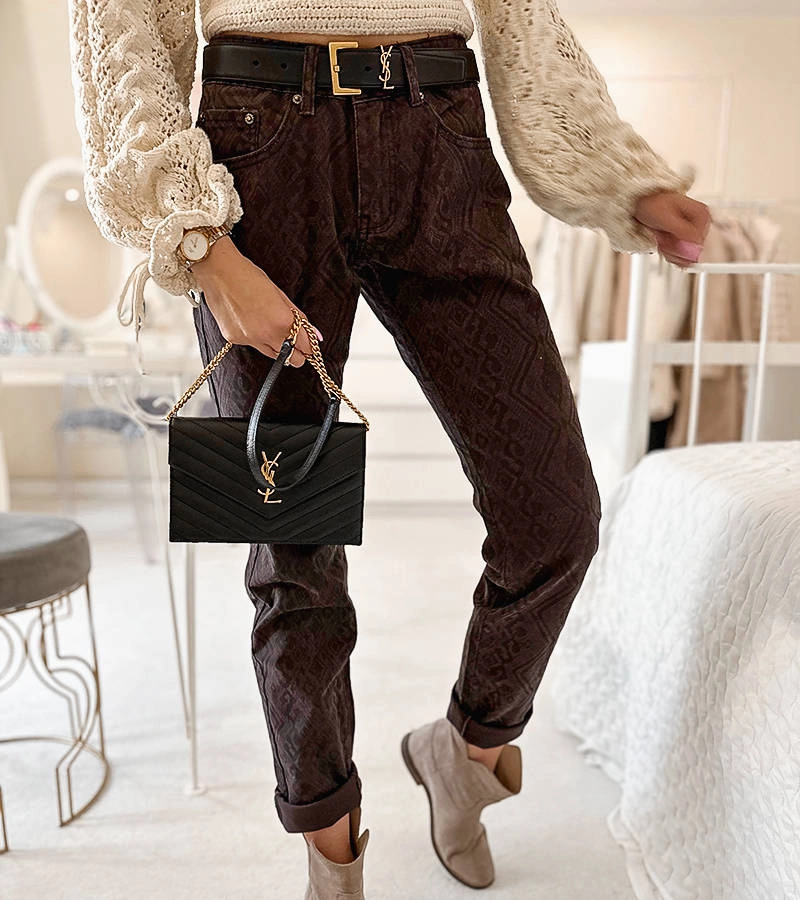 Gemre Pantaloni maro închis cu centură Pelchat