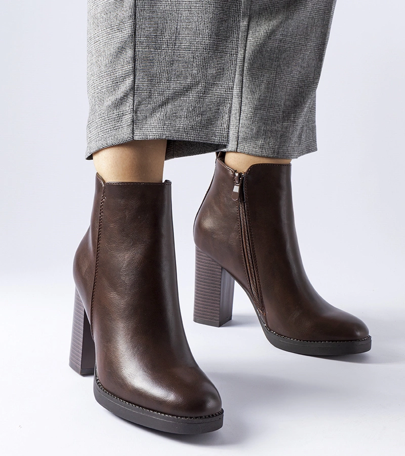 Gemre Brown insulated heeled ankle boots Sambruson