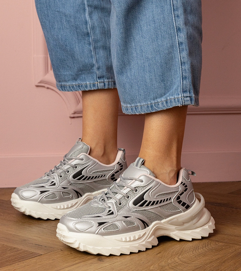 Gemre Silver Carina stylish sole sports sneakers