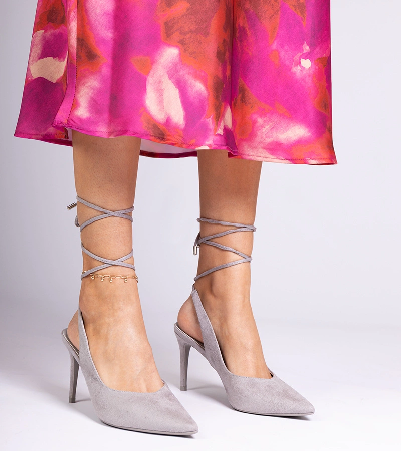 Gemre Pantofi stiletto gri cu toc deschis de la Hakola