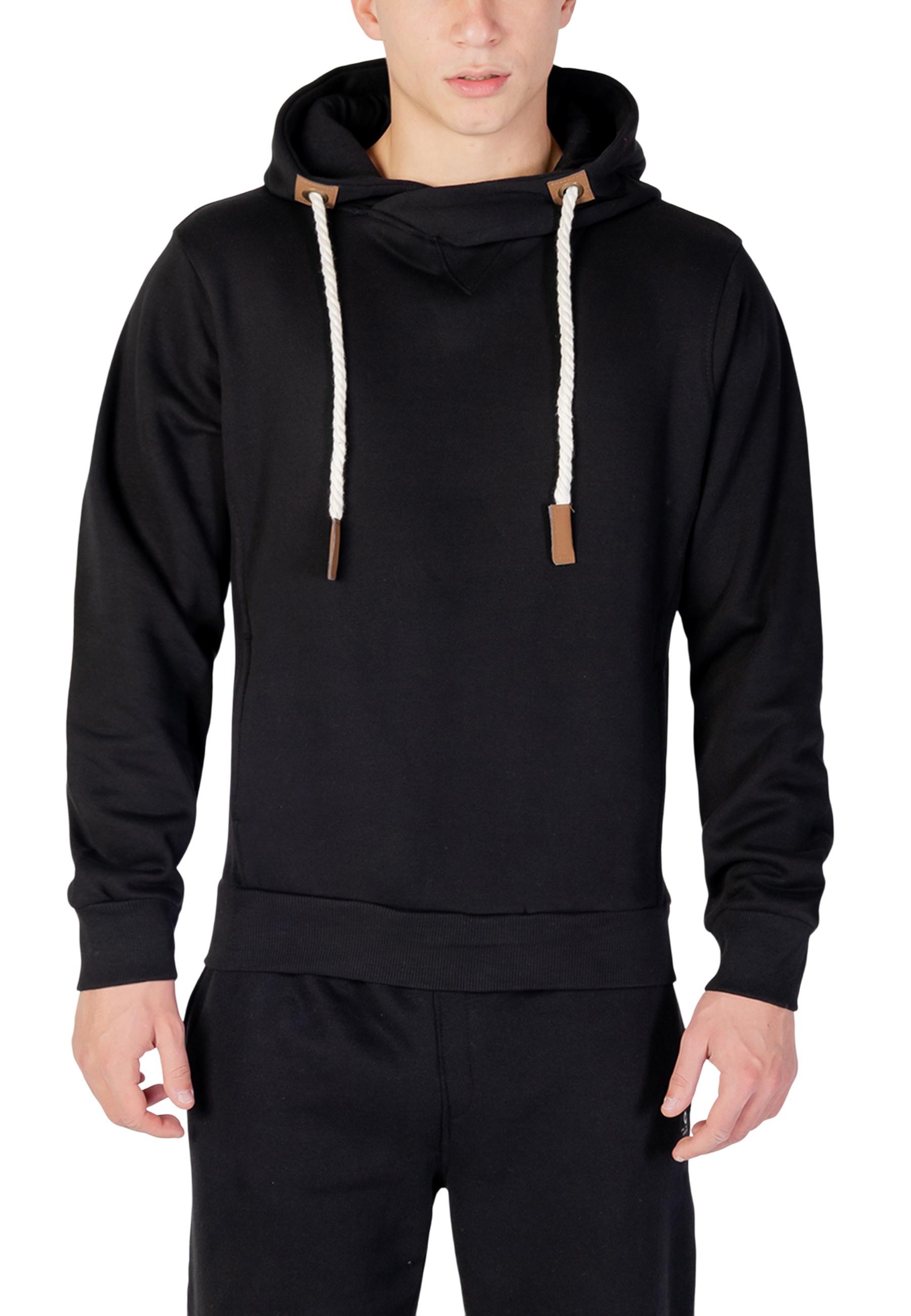 Мъжки черен суичър с качулка