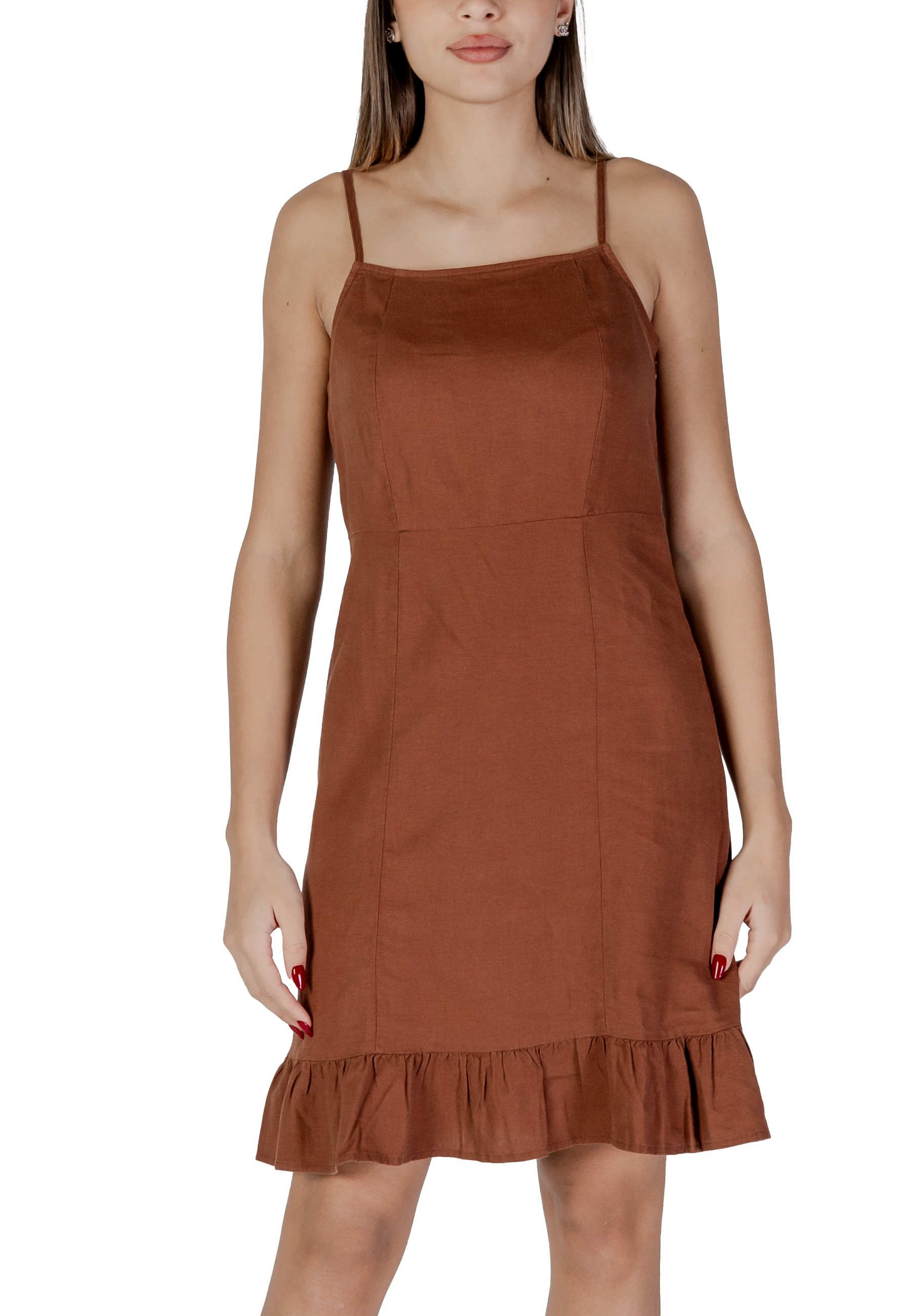 Кафява рокля без презрамки