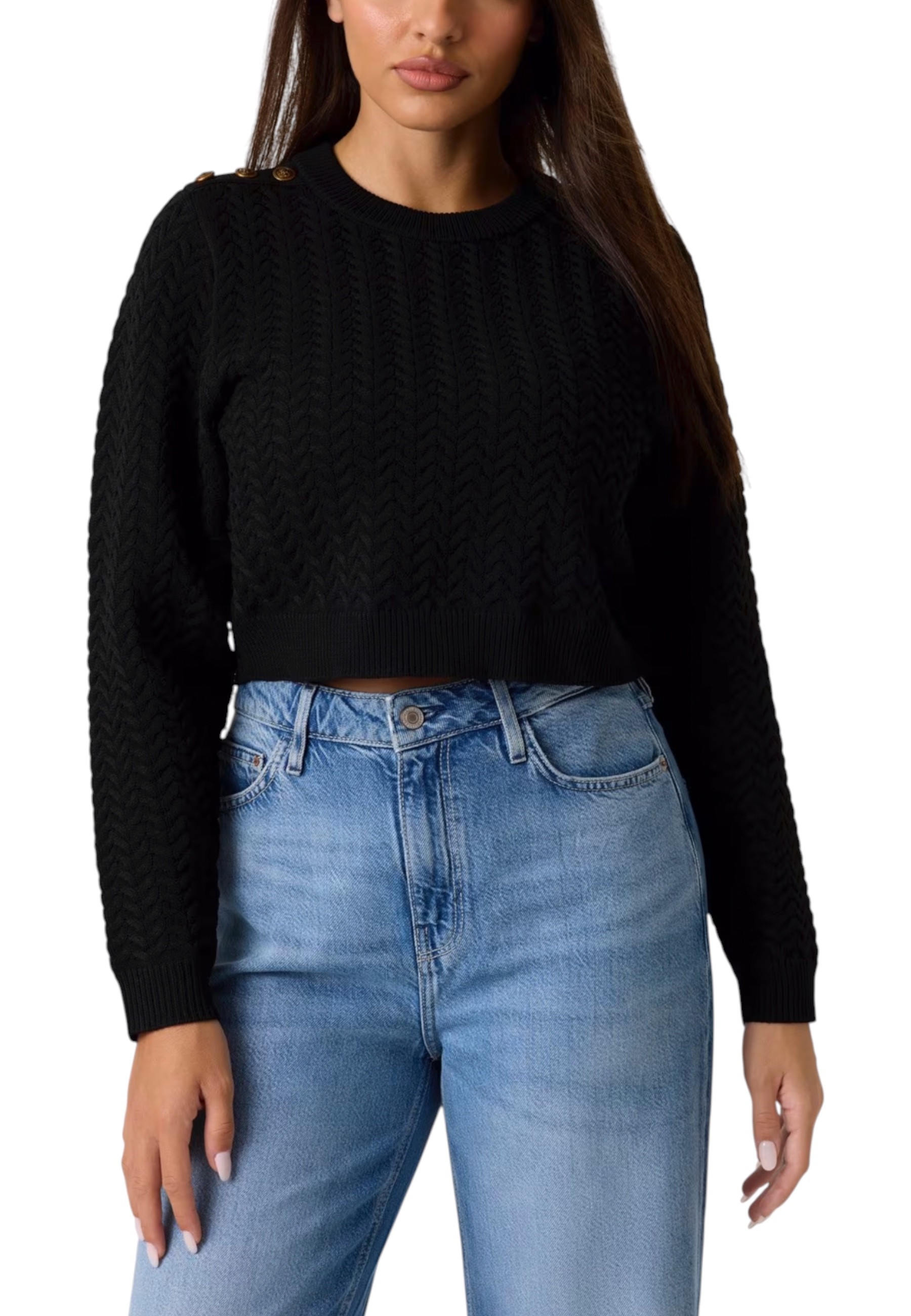 Černý pletený svetr Guess