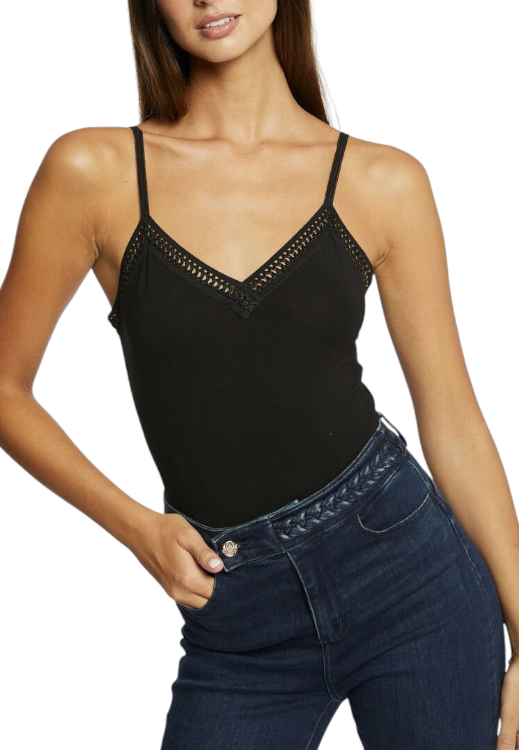 Černý top na ramínka Morgan De Toi