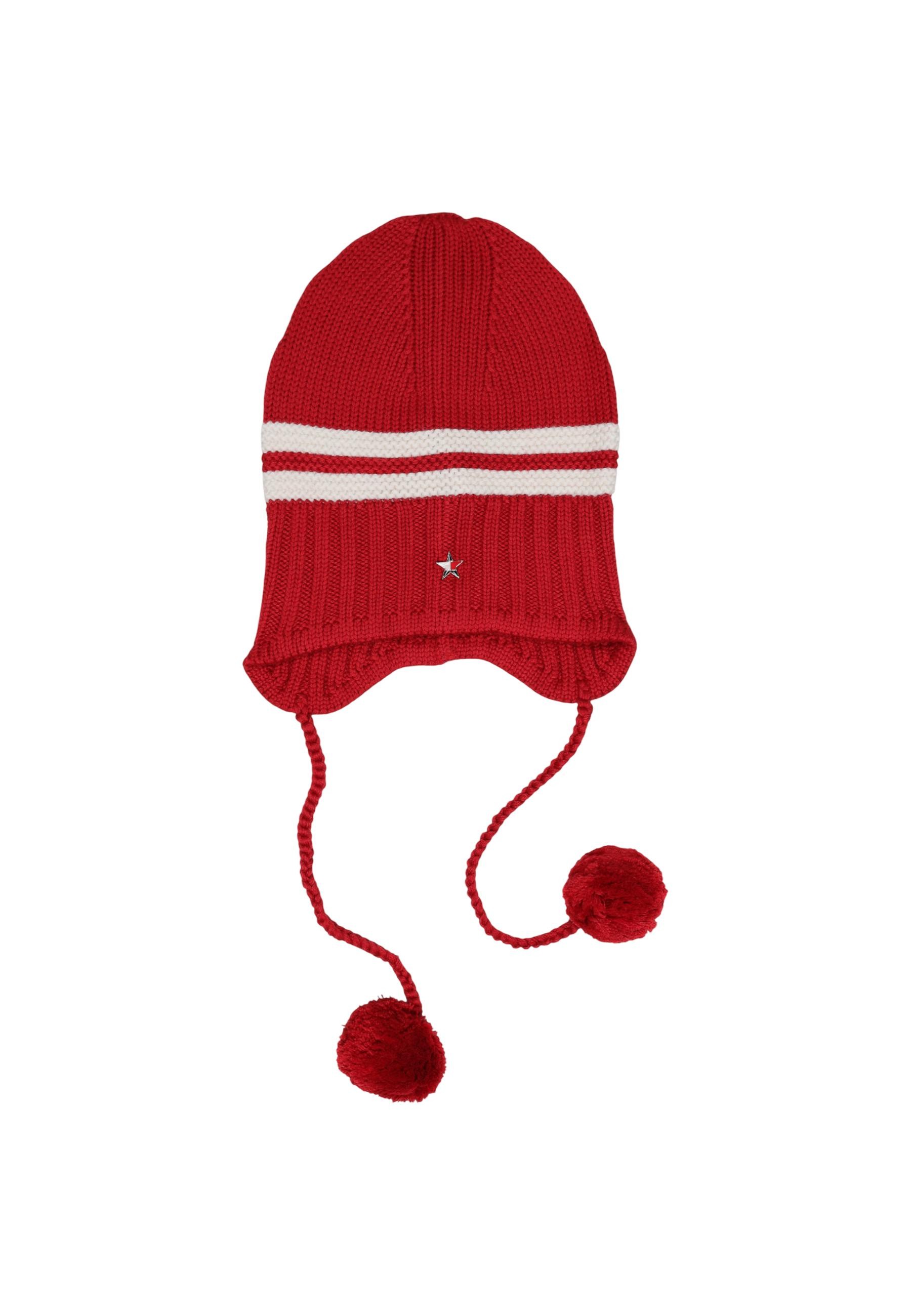 Červená čiapka s brmbolcami