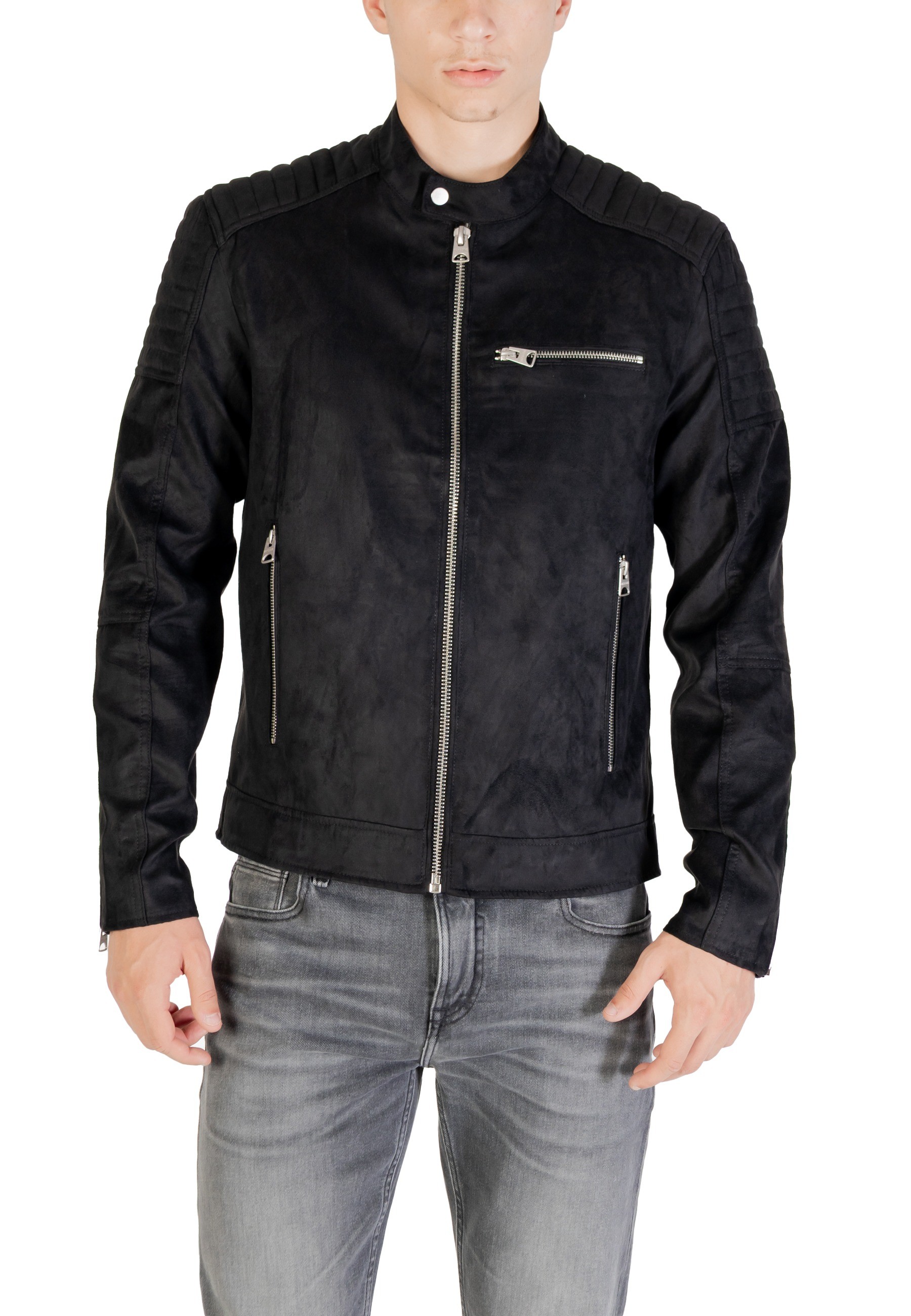 Černá kožená bunda Only &amp; Sons