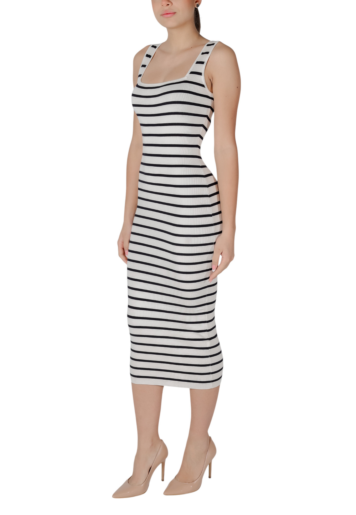 Раирана миди рокля с презрамки