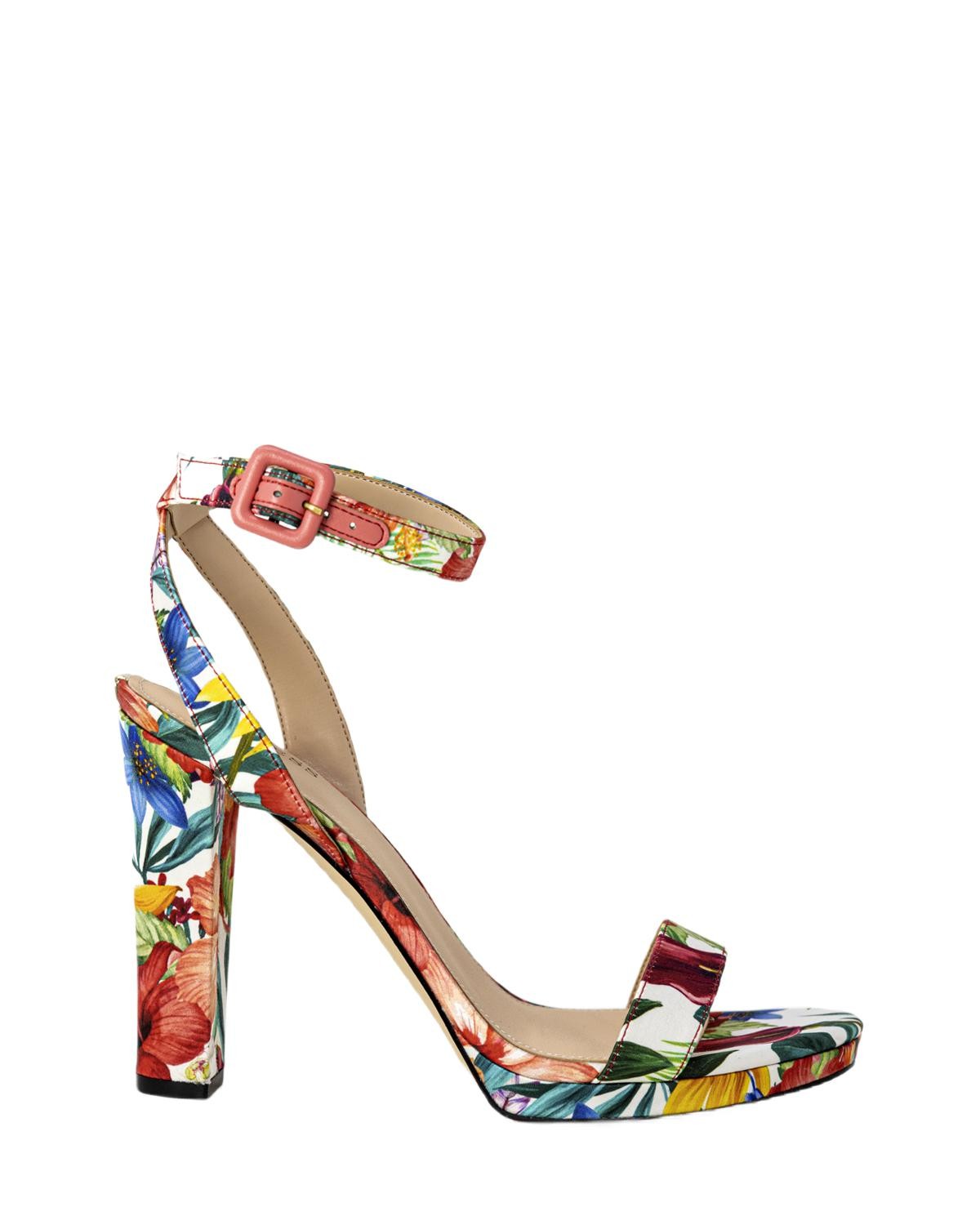 Kvetinové sandále Guess na podpätku