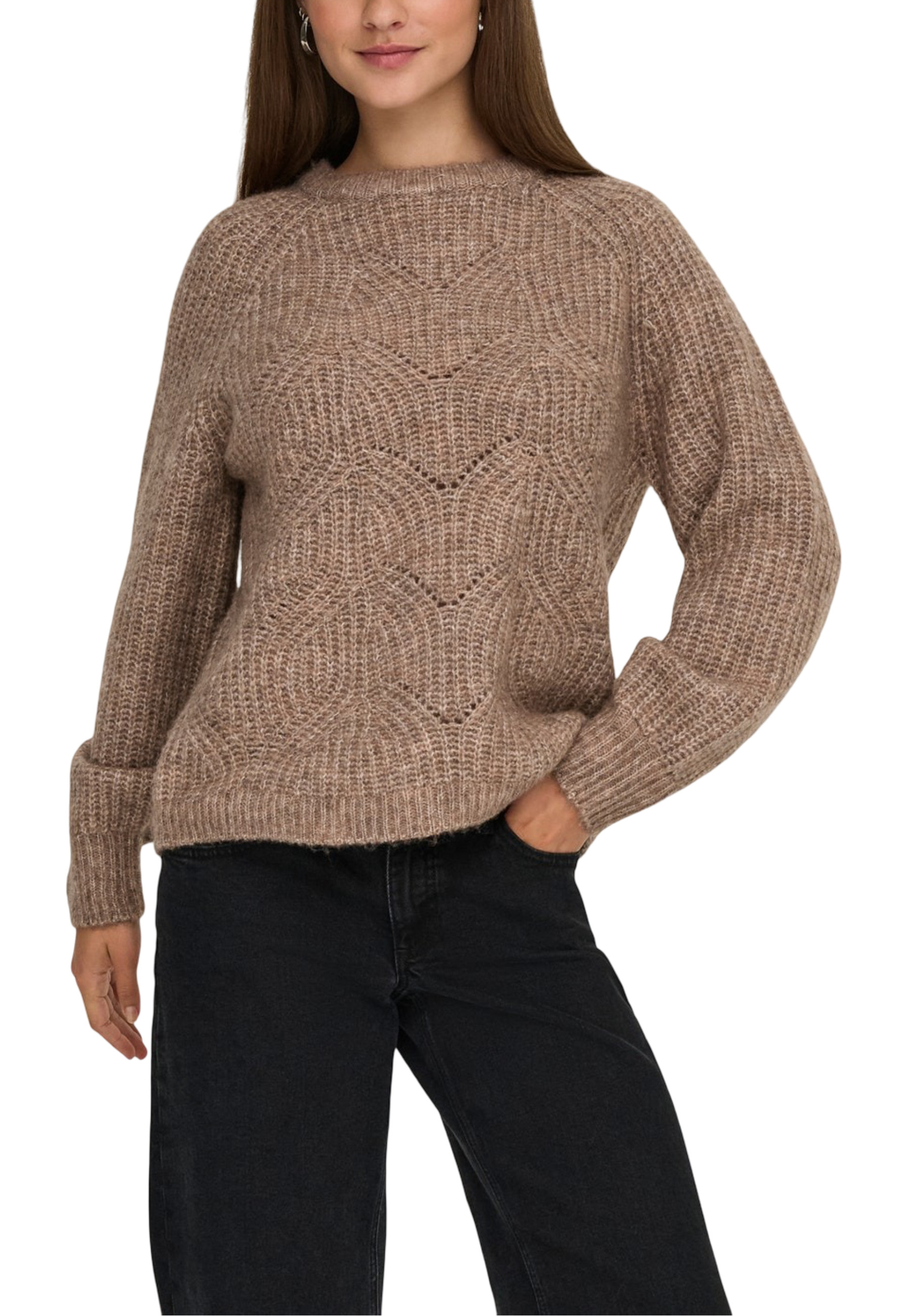 Hnědý pletený svetr Only