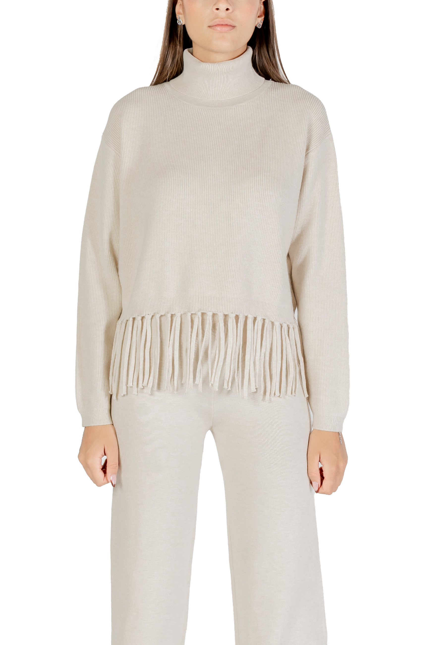 Dámský rolákový svetr s třásněmi