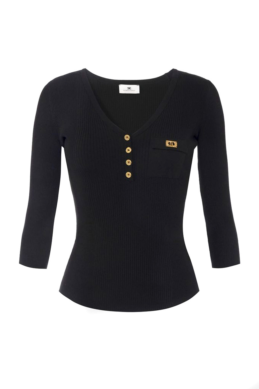 Черна тениска с 3/4 ръкав