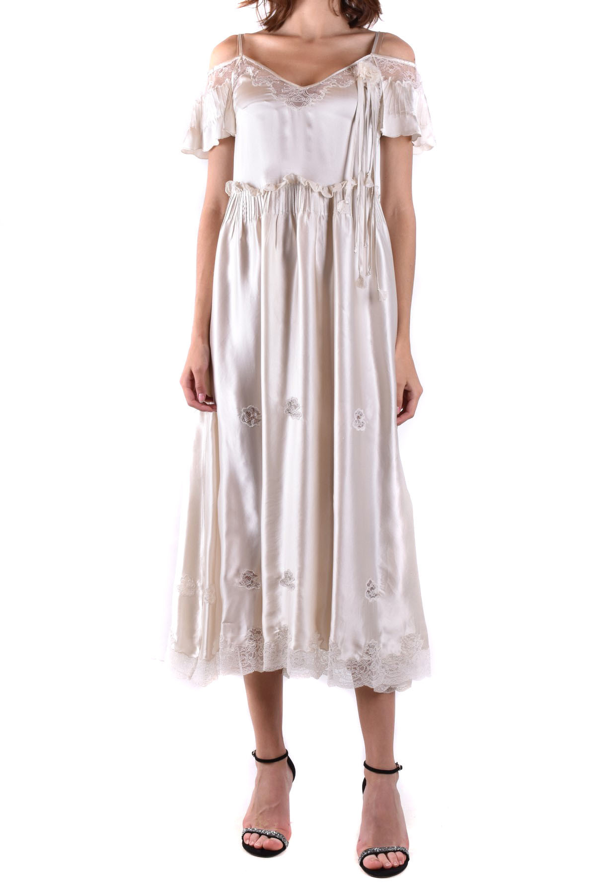 Копринена рокля Twinset с къси ръкави