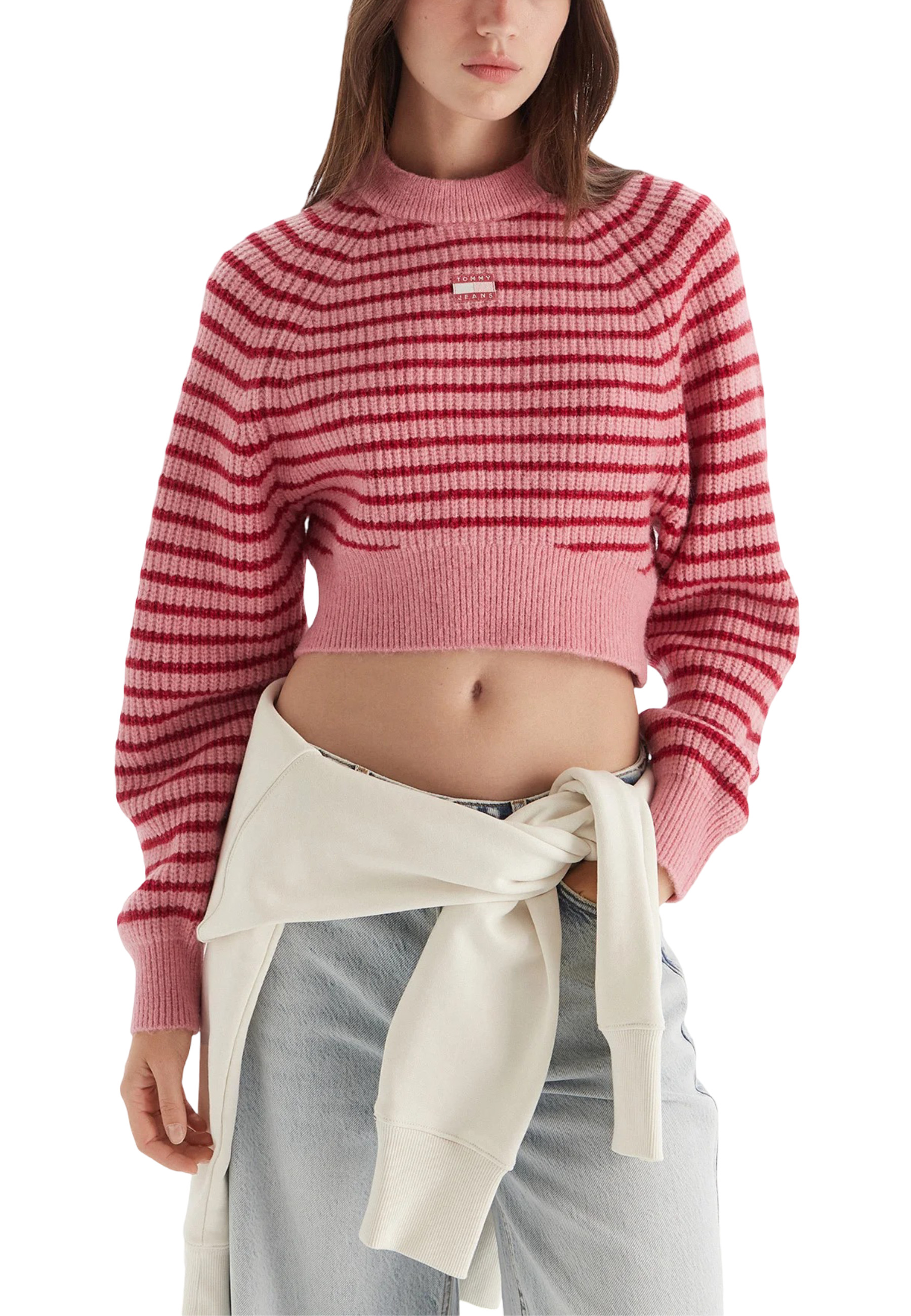 Къс пуловер на райета Tommy Hilfiger