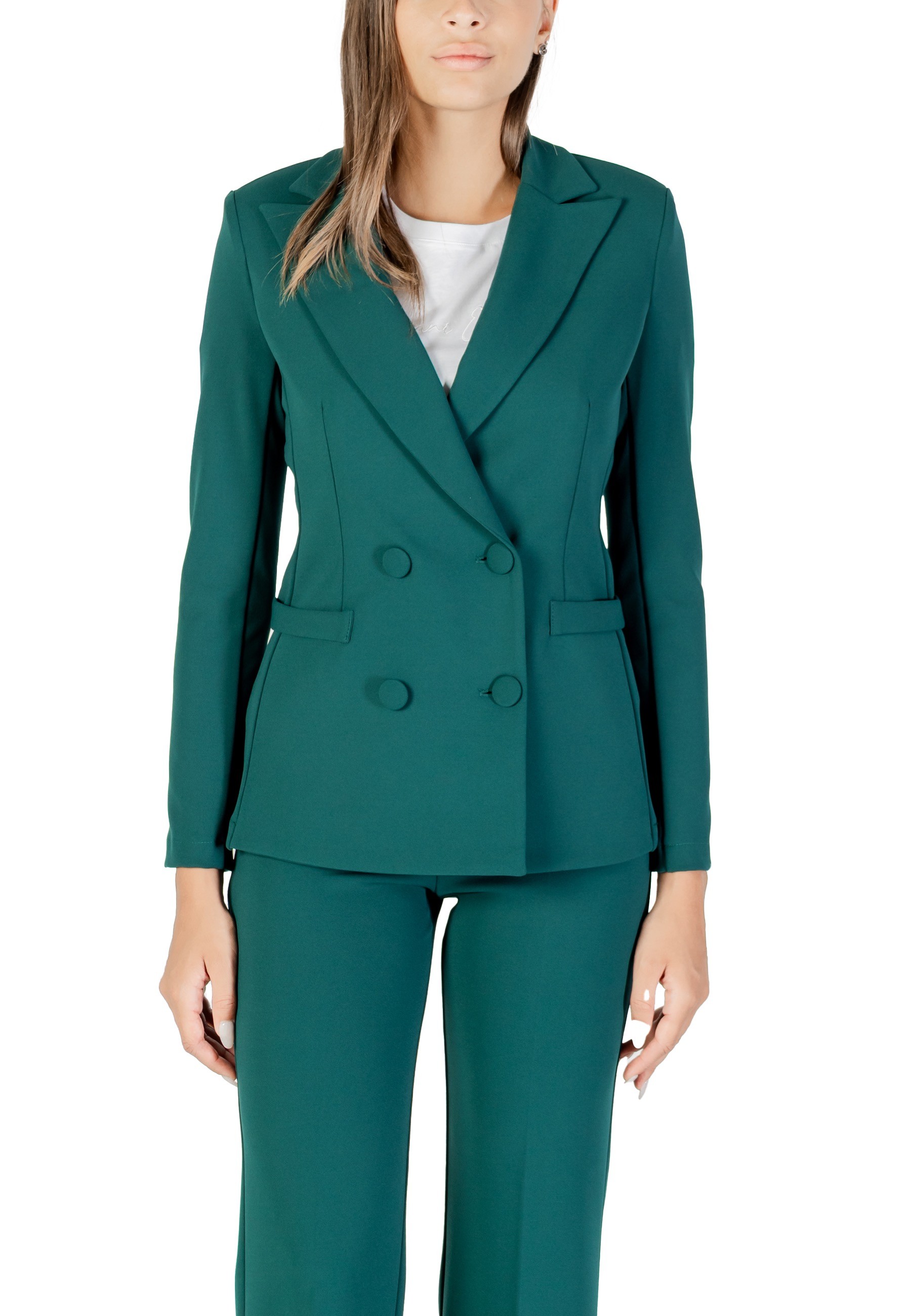 Дамски комплект от зелено яке и панталон