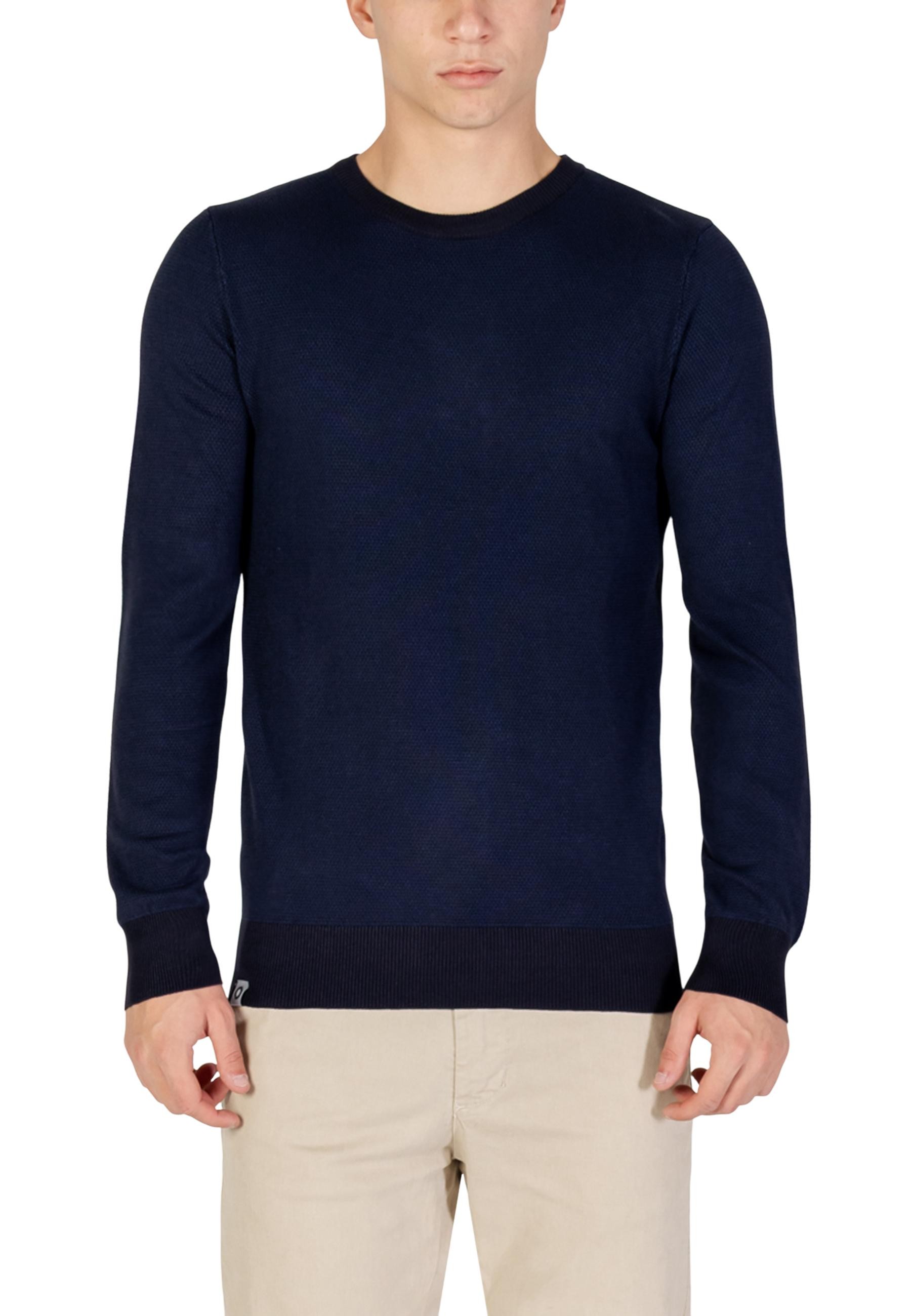 Pánsky modrý sveter s okrúhlym výstrihom