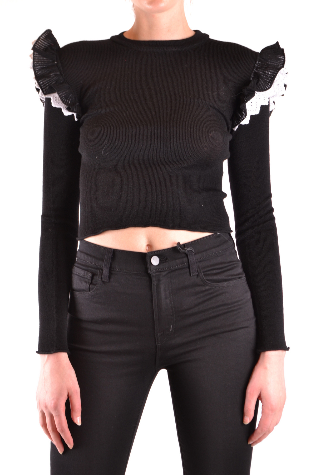 Černý crop top s volány