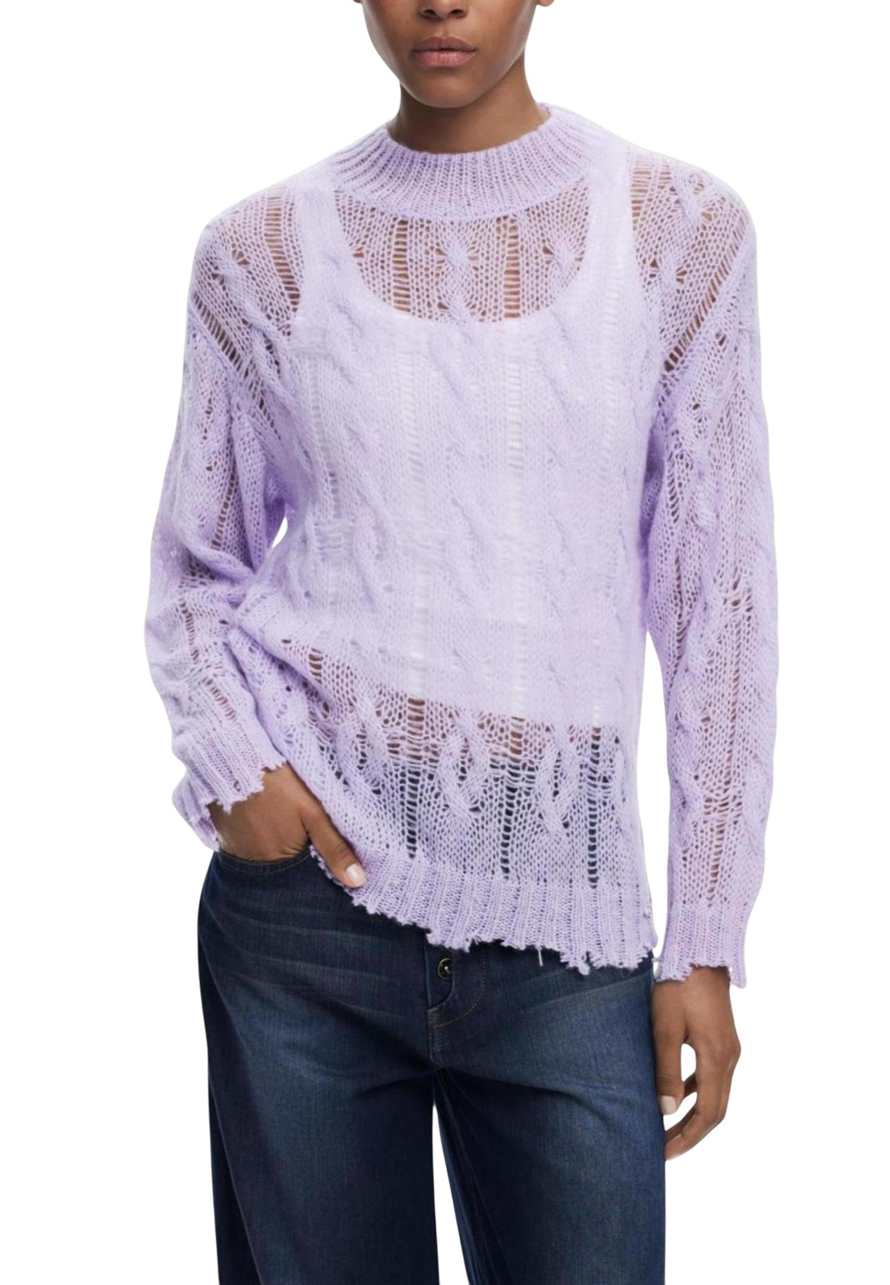 Пуловер с лилав шарен дизайн Desigual