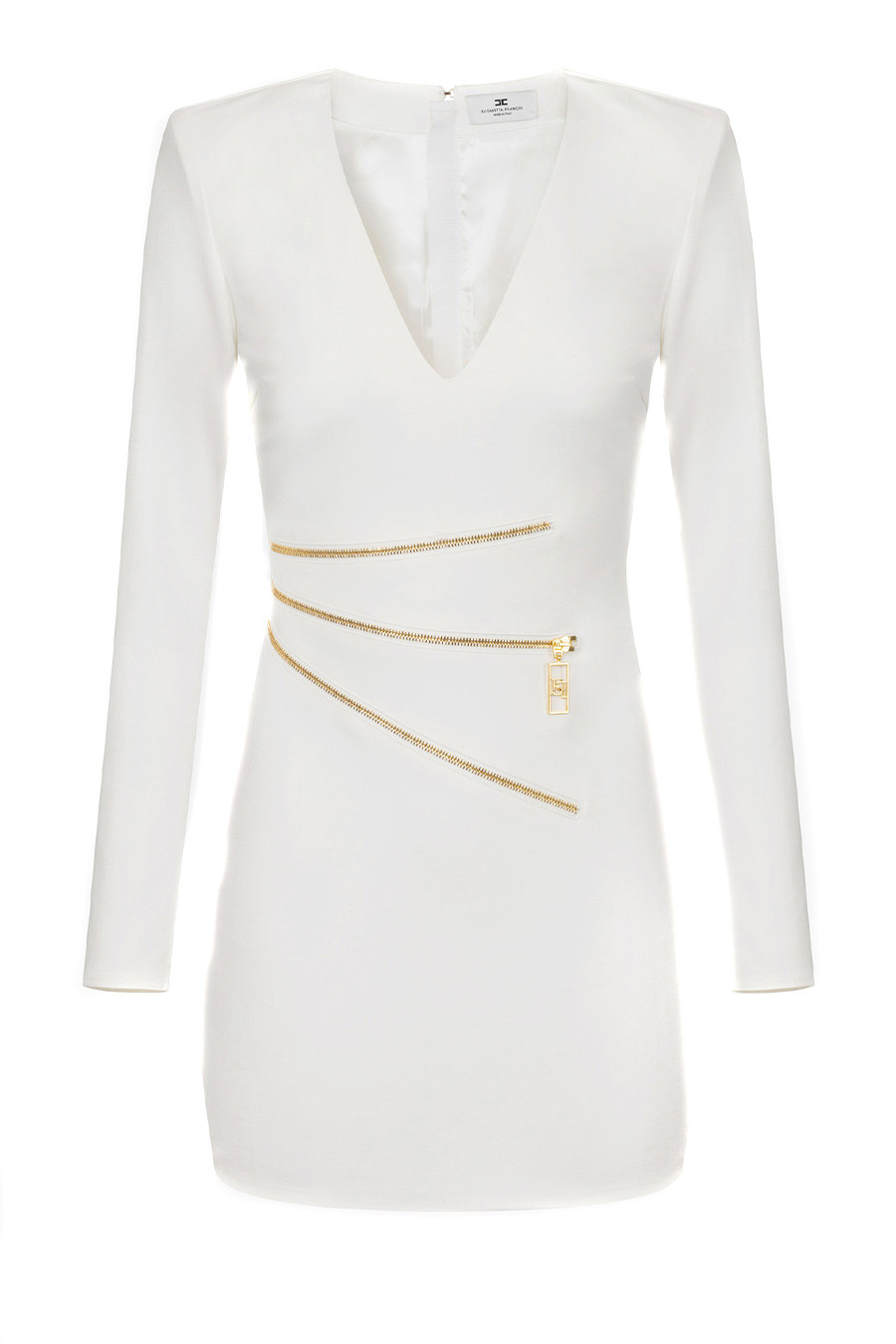 Бяла рокля с дълги ръкави и цип