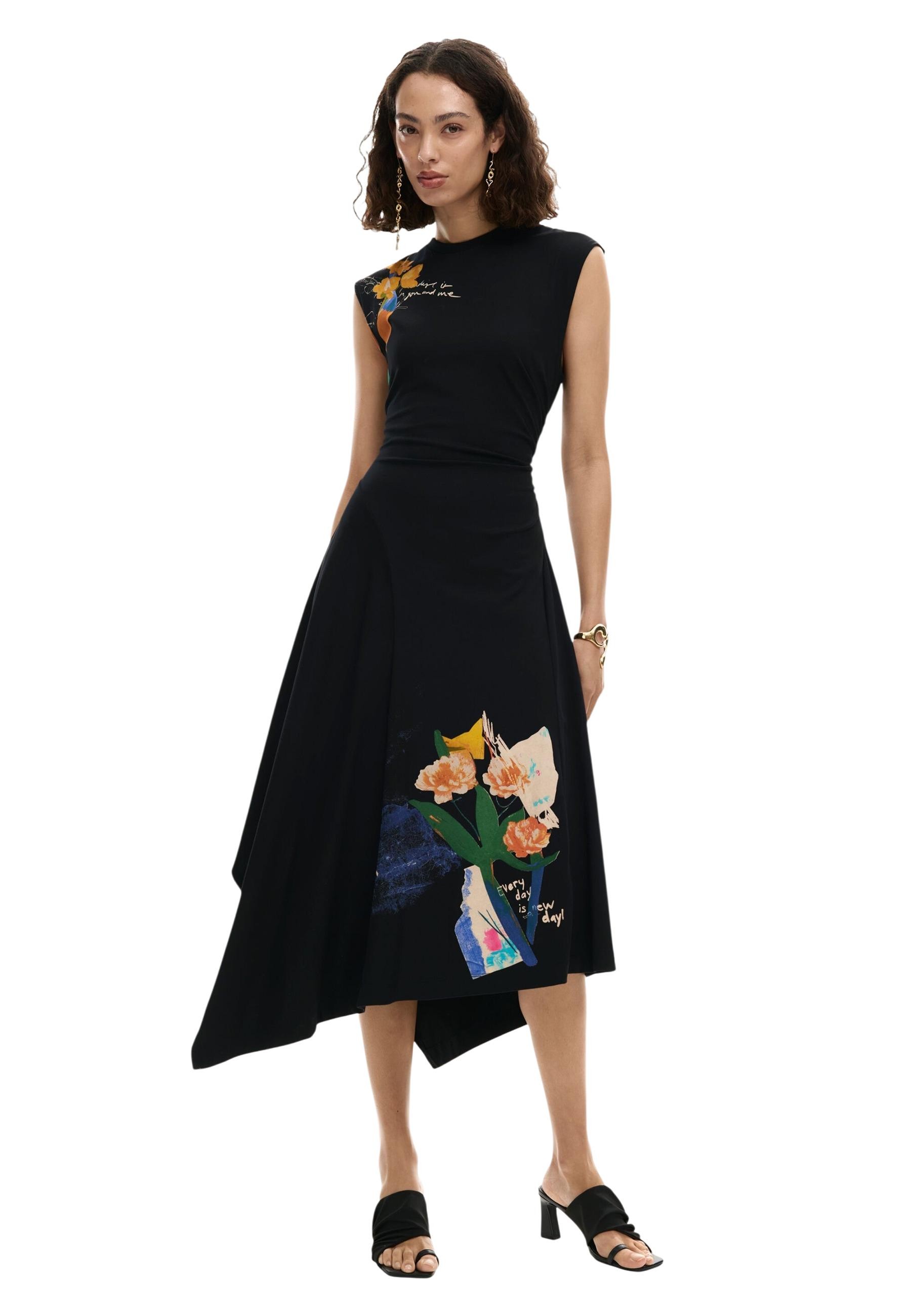 Desigual černé šaty s potiskem