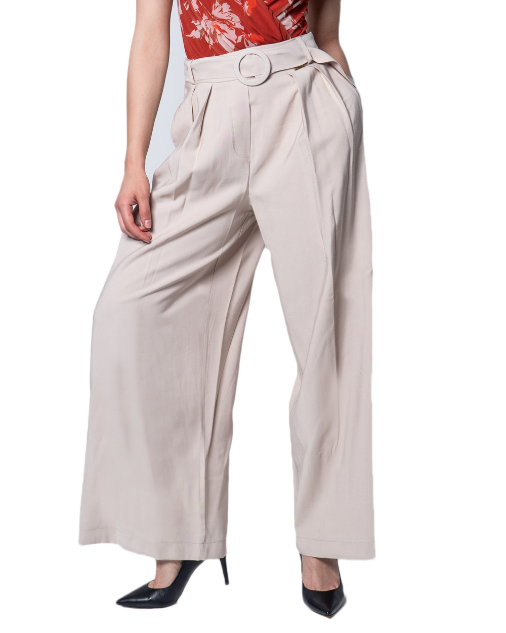 Dámské široké kalhoty s páskem