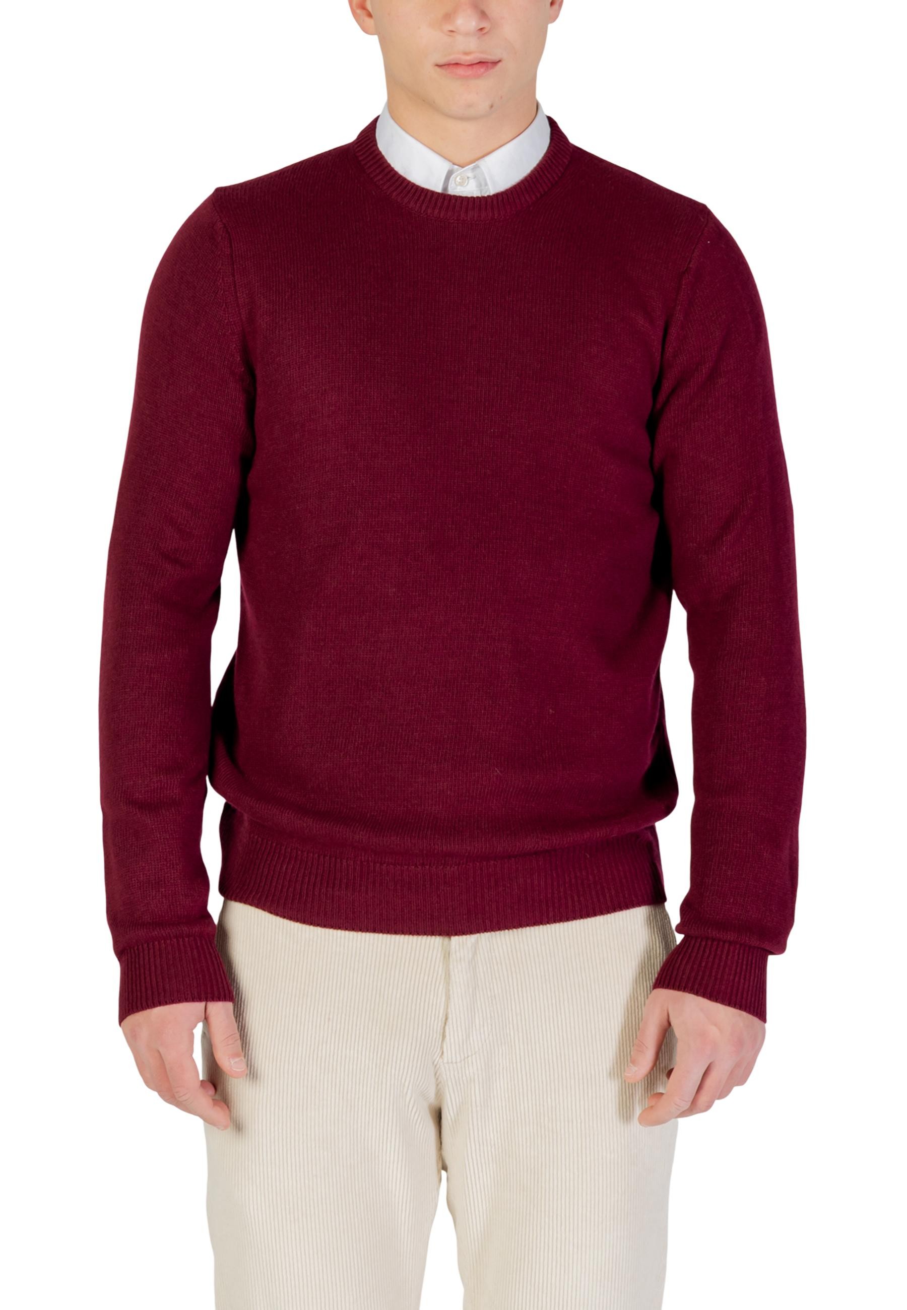 Pánsky bordový sveter s okrúhlym výstrihom