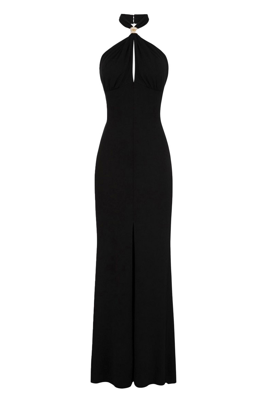 Черна коктейлна рокля с поло деколте