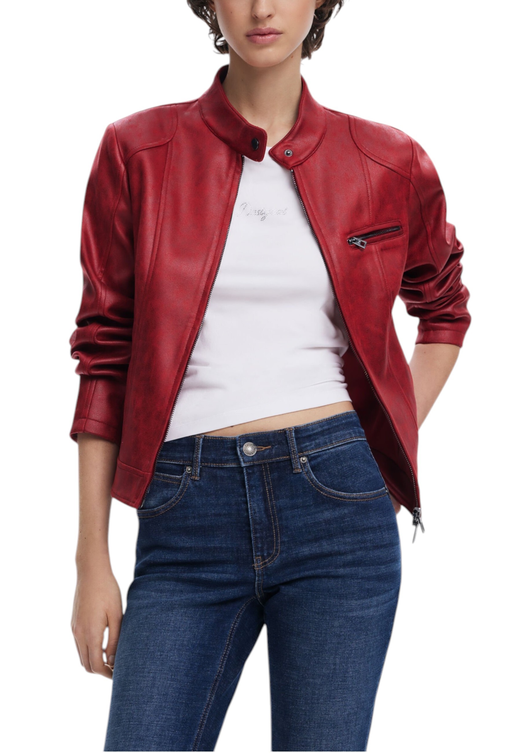 Červená kožená bunda Desigual