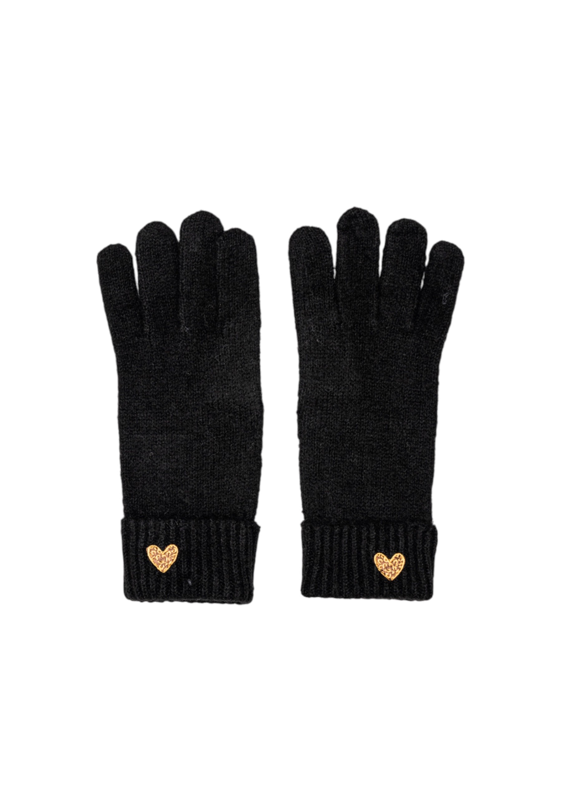 Čierne rukavice Pieces s ozdobným srdiečkom